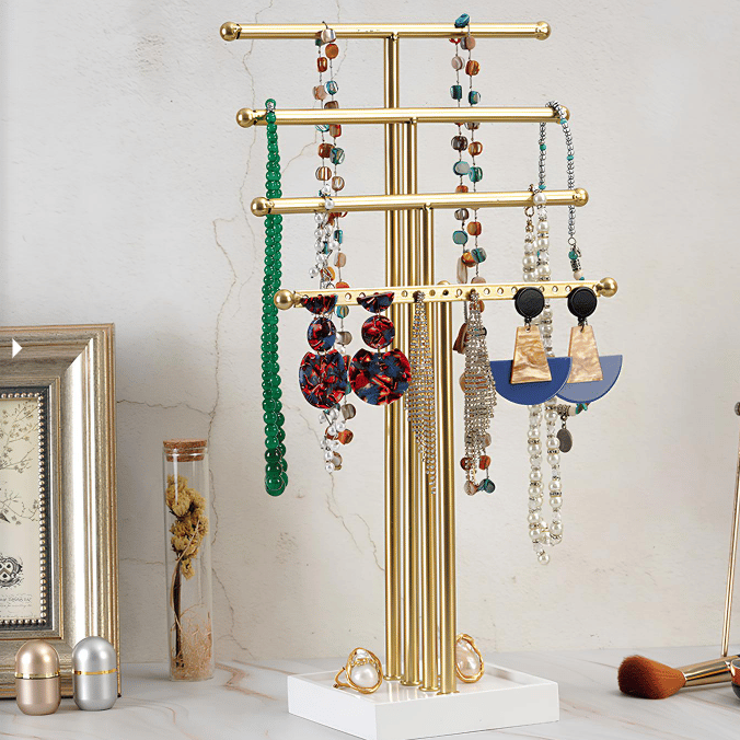 Elegant Four-Tiered Jewelry Organizer Tree Stand