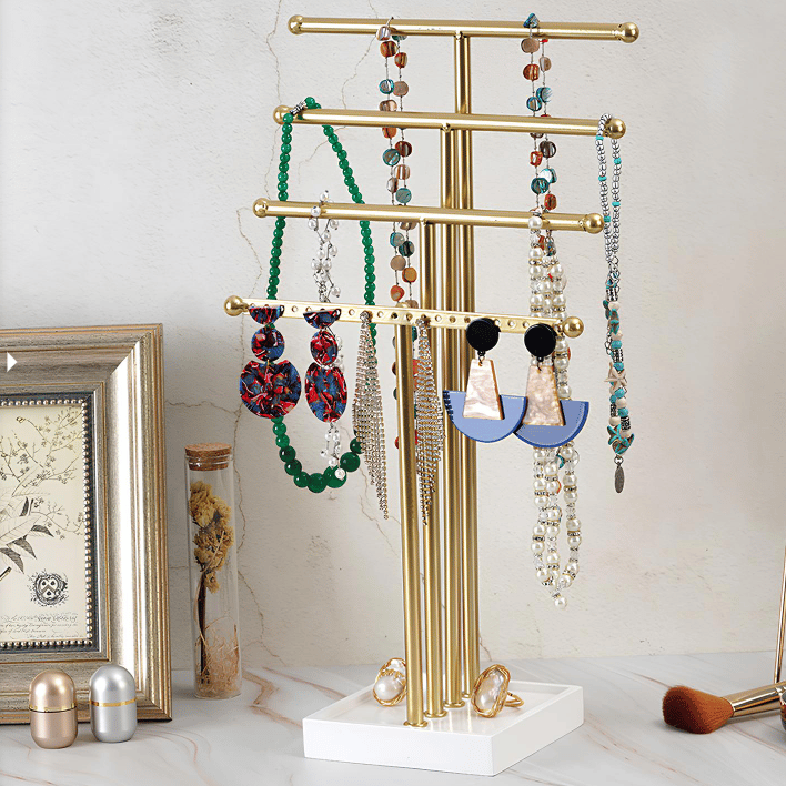 Elegant Four-Tiered Jewelry Organizer Tree Stand