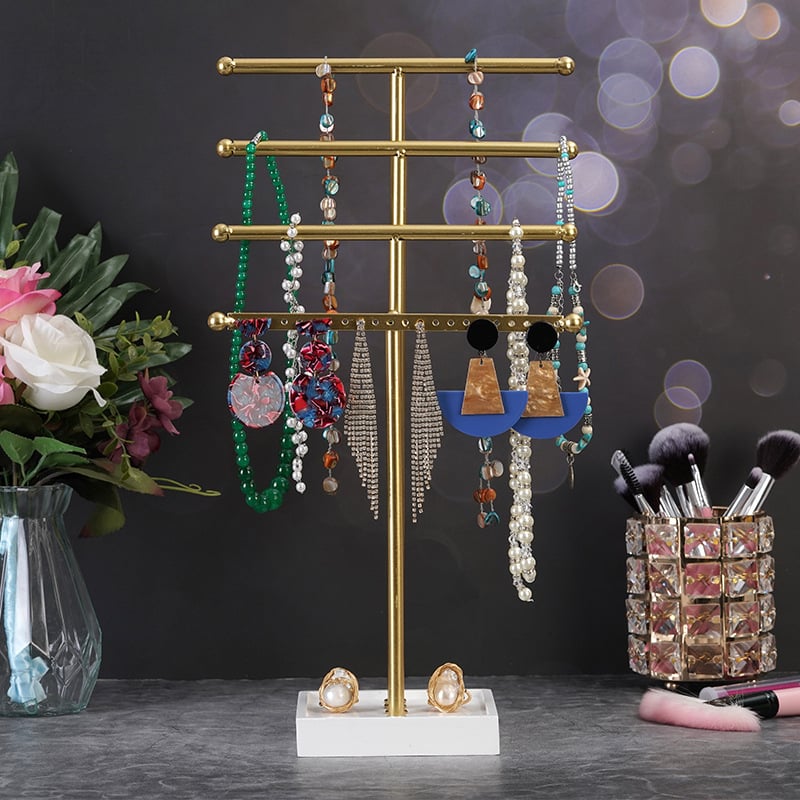 Elegant Four-Tiered Jewelry Organizer Tree Stand