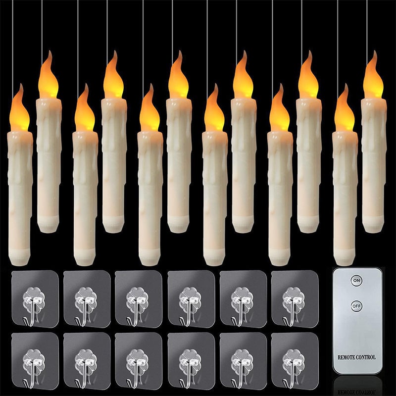 Enchanting LED Wand Candles with Remote Control Wand - Pack of 12