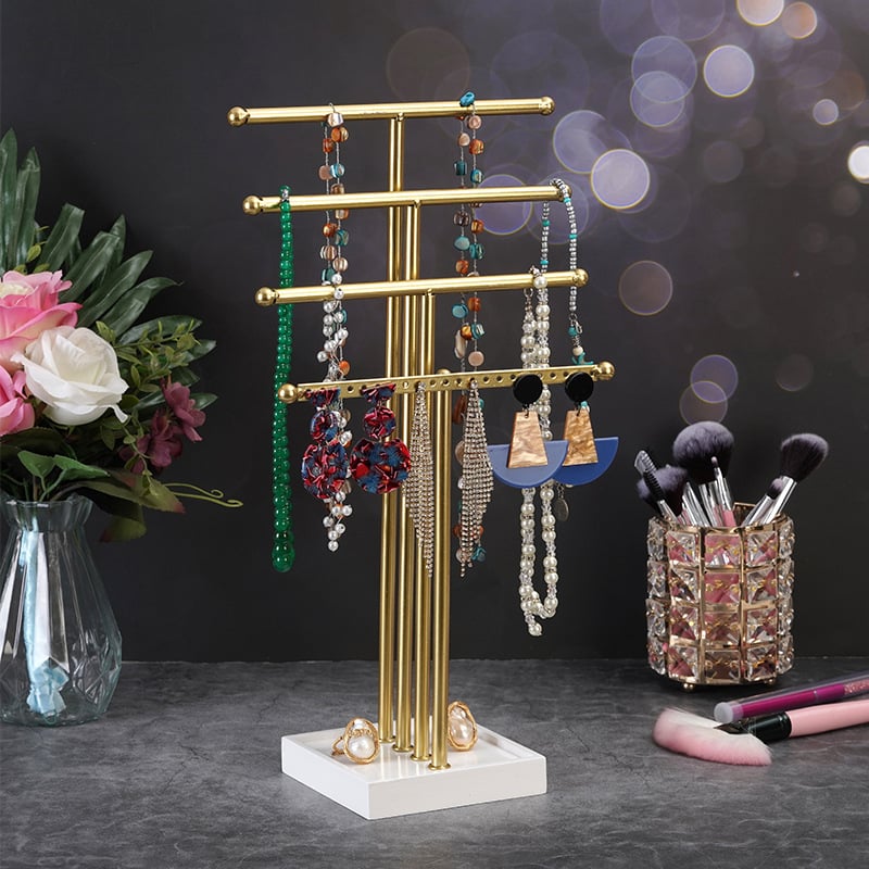Elegant Four-Tiered Jewelry Organizer Tree Stand